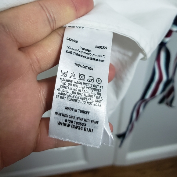 TED BAKER Open Sleeves Striped Ties White Blouse Top - Picture 8 of 11